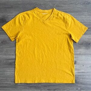 AMERICAN GIANT Mens Premium Slub V-Neck Tee Large Golden Yellow Tshirt Cotton